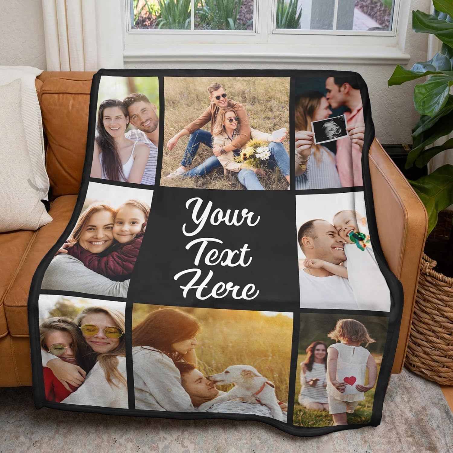 Gudina Custom Blanket with Photos Text Personalized Blanket Thows with Picture Customizable Blanket Photo Blankets Customize for Mom Dad Couple Girlfriend Boyfriend Wife Husband - Image 3