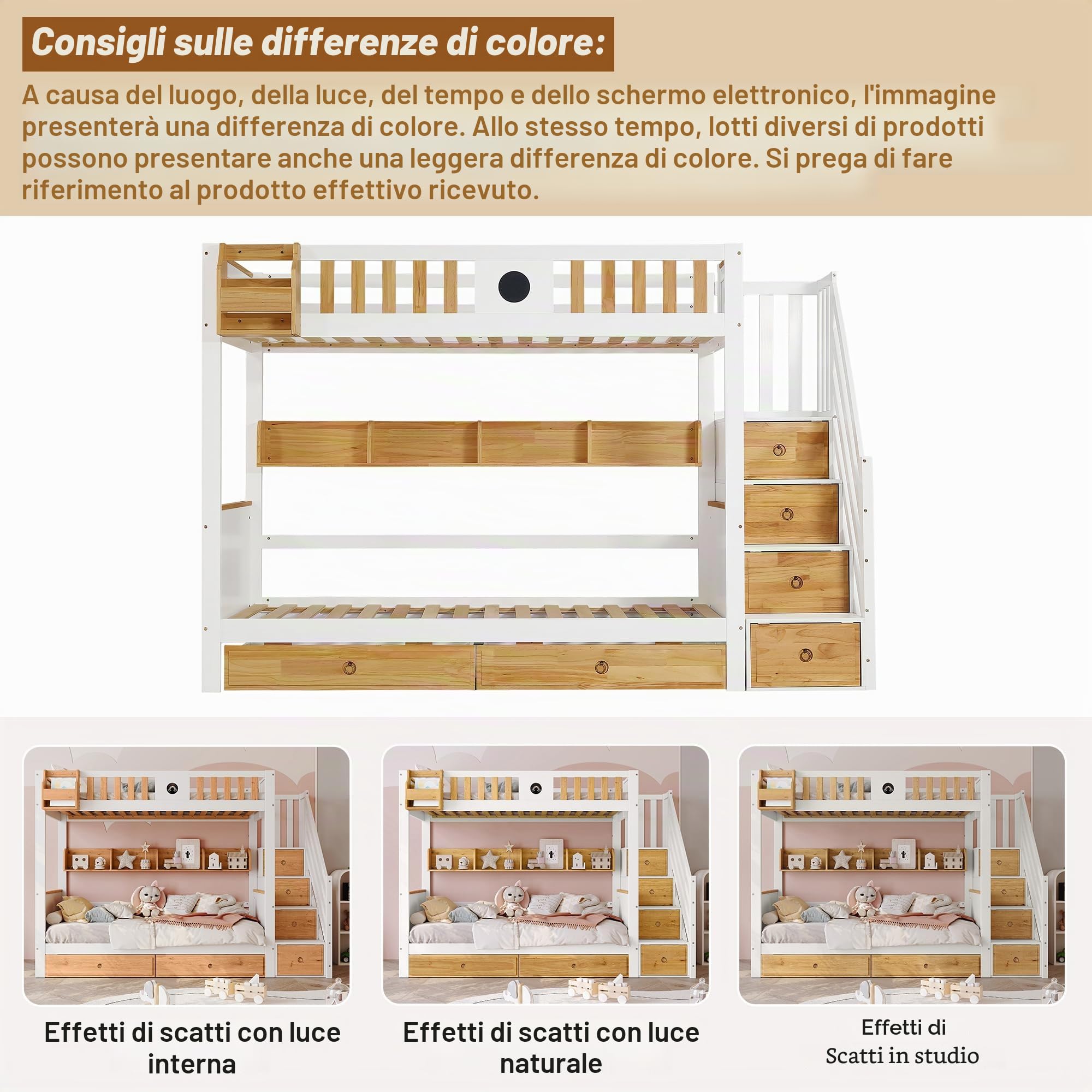 Letto a castello 90 x 200 cm, con lavagne, scale con vano portaoggetti e cassetti, letto a soppalco per 2 bambini, letto a soppalco con rete a doghe e protezione dalle cadute, senza materasso