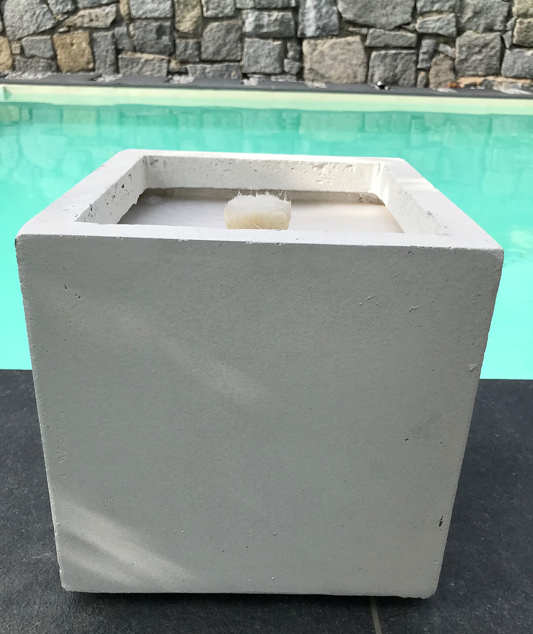 Wachsfresser | Kerzenfresser | Schmelzlicht m. Dauerdocht & Dochthalter | Cube Würfel XXL | 23x23x23 cm |Outdoor Kerze | anthrazit weiß Sand grau Rost Terrakotta schwarz