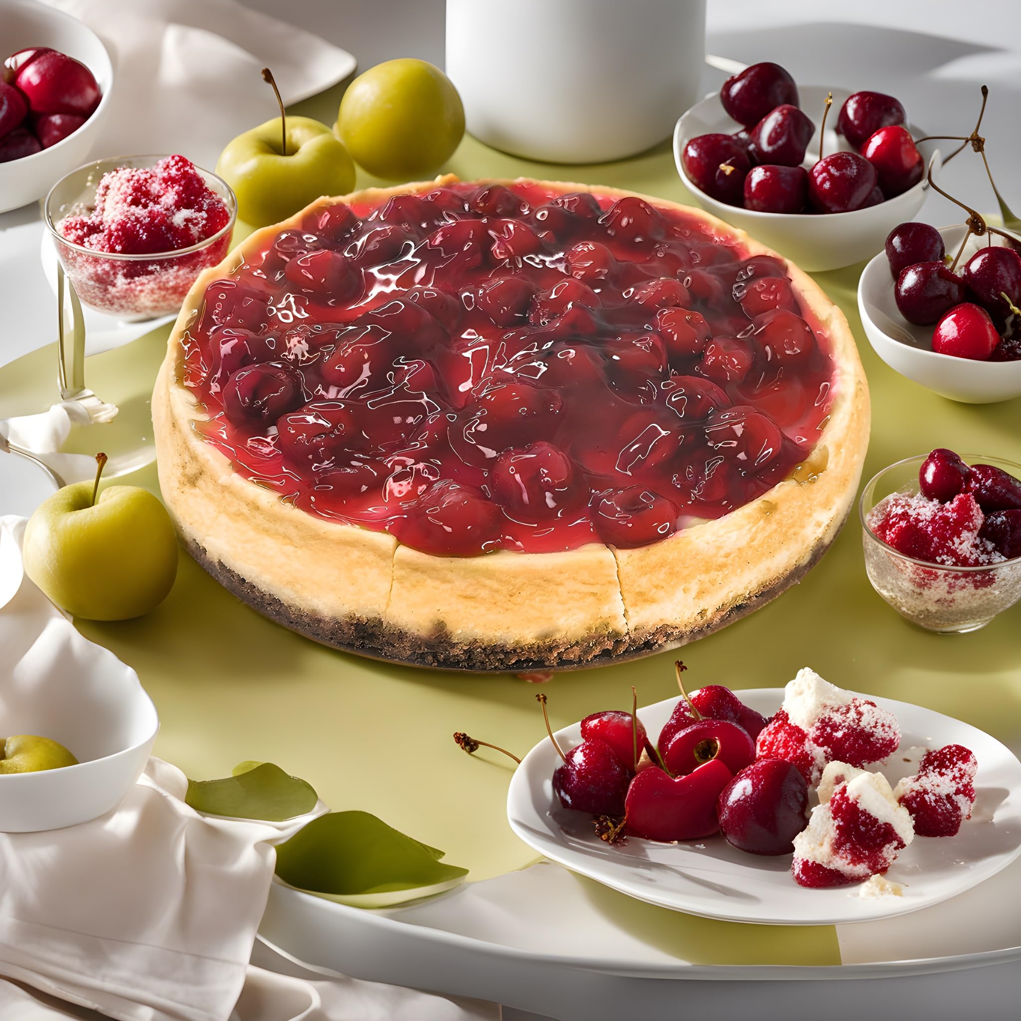 Andy Anand Traditional Cherry Cheesecake 9" | Authentic Recipe, Made with Fresh California Cream Cheese | All-Natural, No Preservatives, Exquisitely Delicious (3.4 lbs)