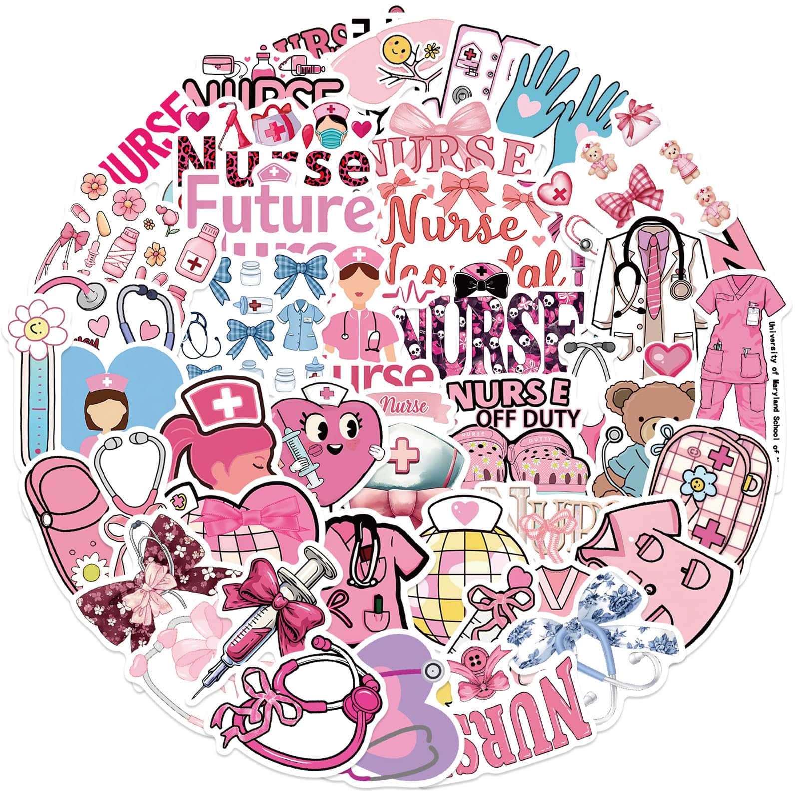 50 Pcs Nurse Stickers, Vinyl Nursing Stickers Decals for Laptops and Water Bottles, Nurse Accessories for Work