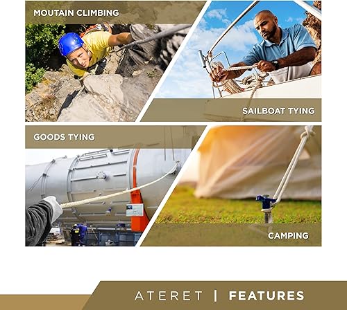 Miniatura 6 de ATERET Cuerda trenzada de dacrón de polietileno de 58 pulgadas por 100 pies, poliéster de alta resistencia, cuerda multiusos para proyectos marinos,