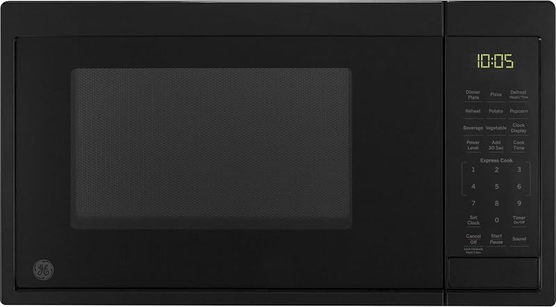 Horno microondas de encimera GE | Capacidad de 0,9 pies cúbicos, 900 vatios | Elementos esenciales de cocina para la encimera o el dormitorio | Negro
