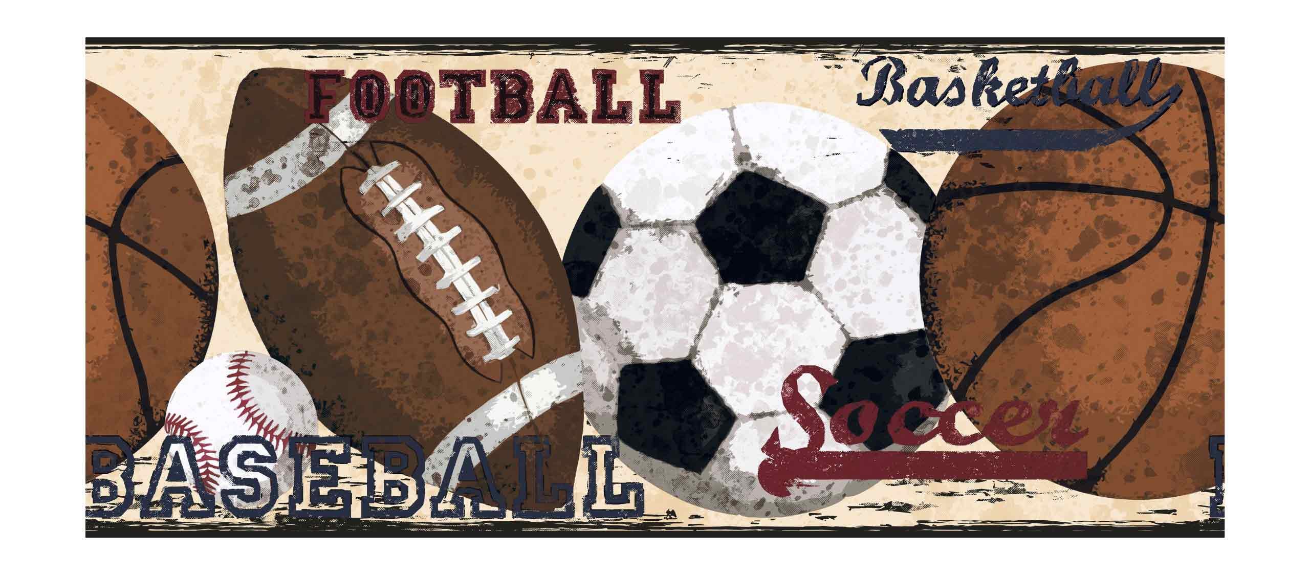 Bordure de papier peint York pour créer une ambiance de sport vintage