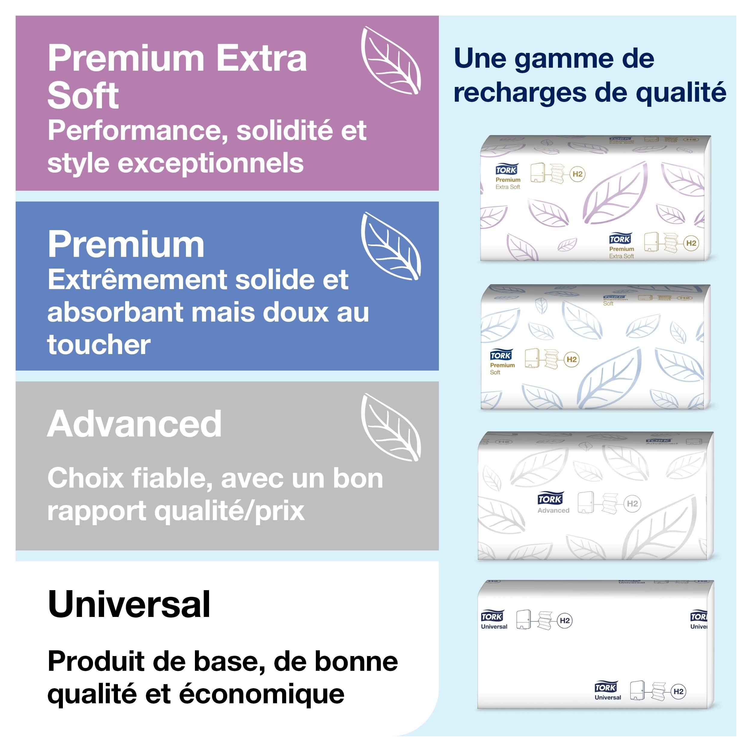 Tork Xpress, Distributeur murale pour essuie-mains interfoliés en acier inoxydable H2, distribution feuille à feuille, gamme Image, 460004
