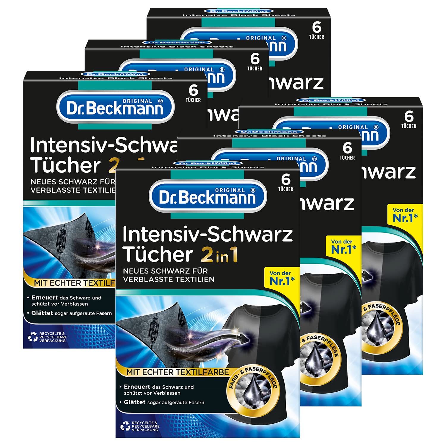 Dr. Beckmann Lingettes noires intenses | Pour des fibres noires et lisses intenses | 6 x 6 lingettes