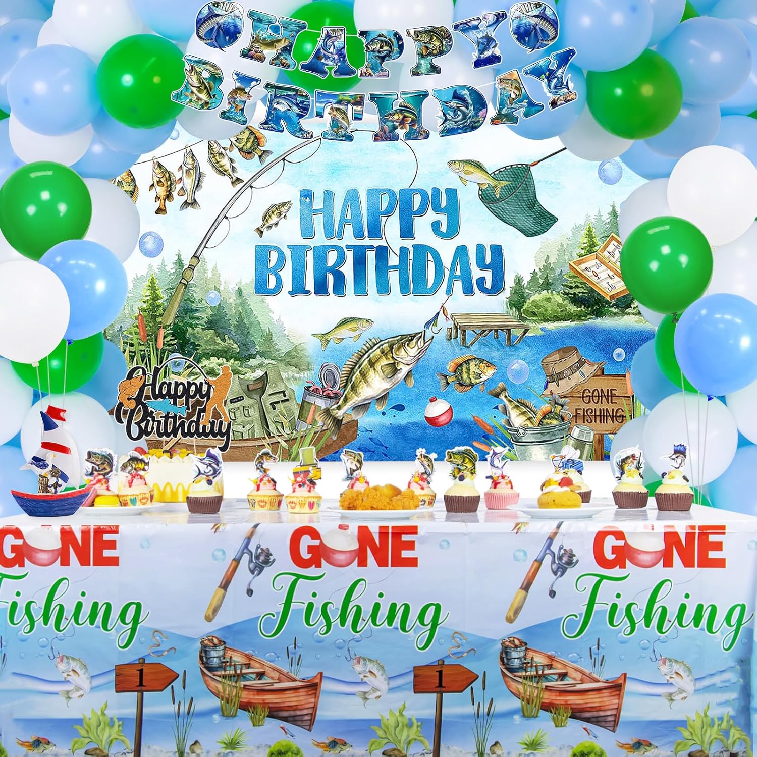 Amazon.com: Fishing Birthday Party Decorations, Gone Fishing Party ...