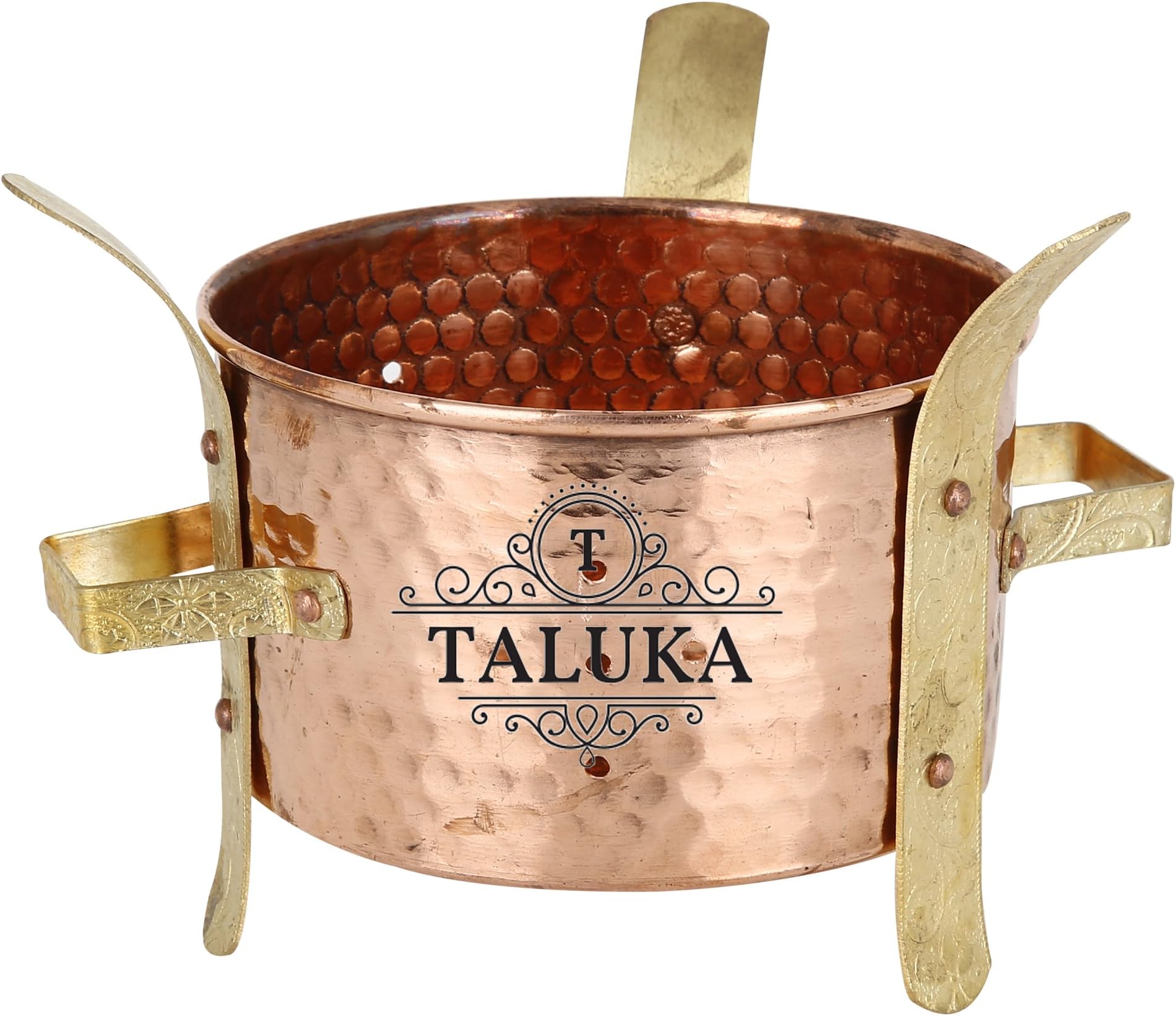 Taluka Handmade Brass Stand Copper Sigadi/sigri Warm for Restaurant/Home, 5" X 5" Inch, Brown