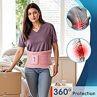 Vista 5 de FEATOL Soporte de espalda para dolor de espalda baja, cinturón de apoyo de espalda transpirable para mujeres y hombres con almohadilla lumbar, Rosa