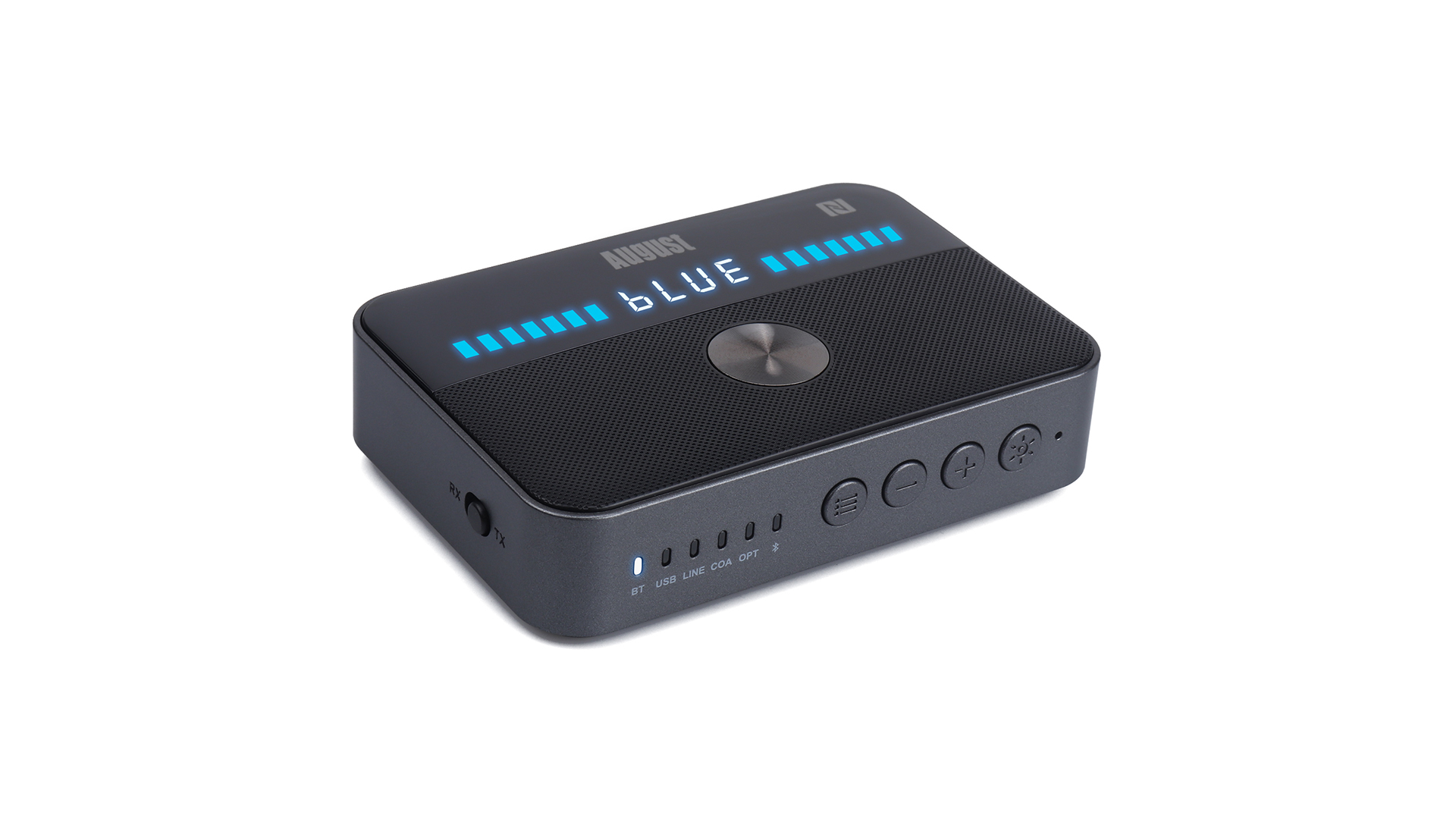 August MR280 Trasmettitore/Ricevitore Audio Bluetooth 5.0 – Adattatore Con Bypass, Bassa Latenza, Multipoint Per TV, PC, Cuffie E Altoparlanti