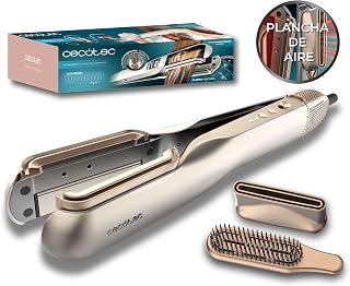 Cecotec Plancha de Pelo con Aire RitualCare Air Lisse 2in1 Champagne. 1000W, Seca y Alisa, Reduce el Daño por Altas Temperaturas, Motor Digital, 106000RPM, Plasma, Cerámica y Queratina