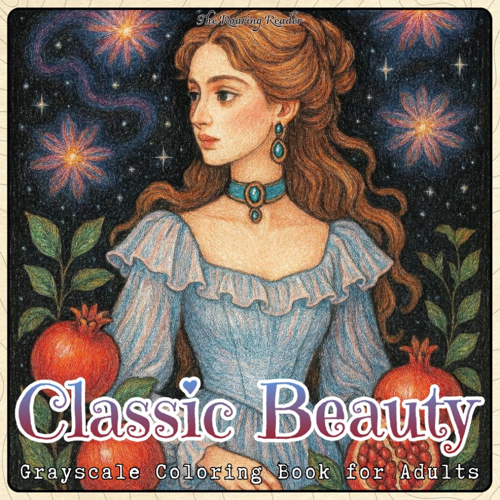 Classic Beauty Grayscale Coloring Book for Adults: 52 Elegant Portraits of Timeless Princesses and Noble Ladies for Relaxation, Mindfulness, and Creative Expression