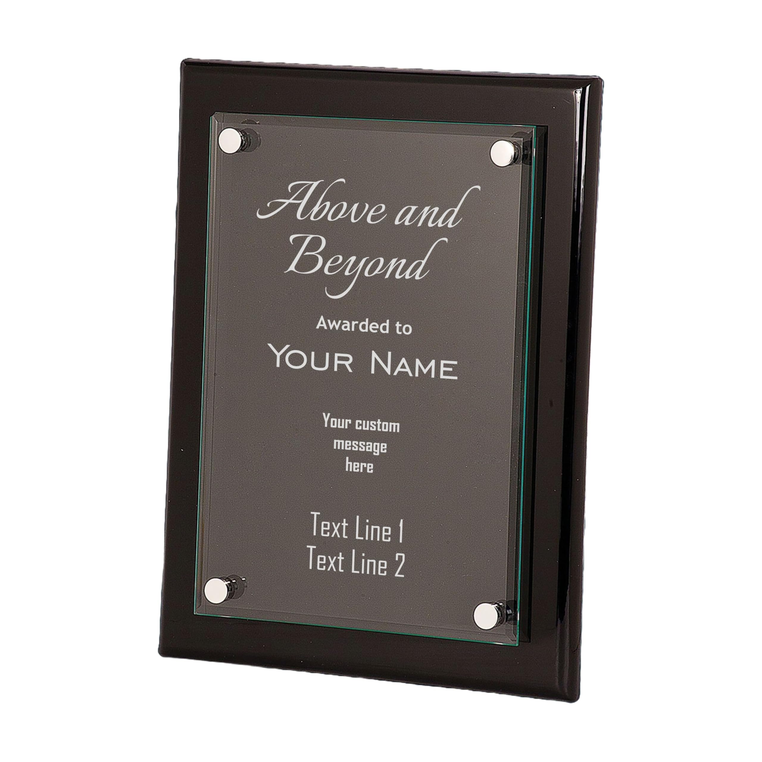 Personalized Plaque Award, Above and Beyond Customizable 8x10 Floating Glass Plaques, Business Awards for Employee Recognition Dedication