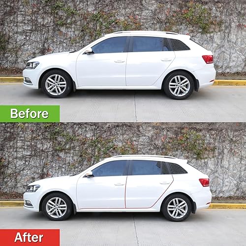 Miniatura 2 de SINGARO Protector de borde de puerta de automóvil de 33 pies (32.8ft), tira protectora decorativa de goma sin pegamento, protector de entrada de