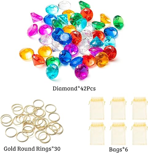 Miniatura 3 de PANTIDE Juego de 78 anillos redondos de aleación de oro con gemas de diamantes acrílicos para el erizo azul, esmeraldas del caos, suministros de