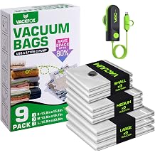 Travel Vacuum Bags with USB & TYPE C Pump, 9 Pack Carry-On Vacuum Storage Bags for Luggage & Suitcase, Vacuum Luggage Bags, Space Saver for Clothes & TravelGreen
