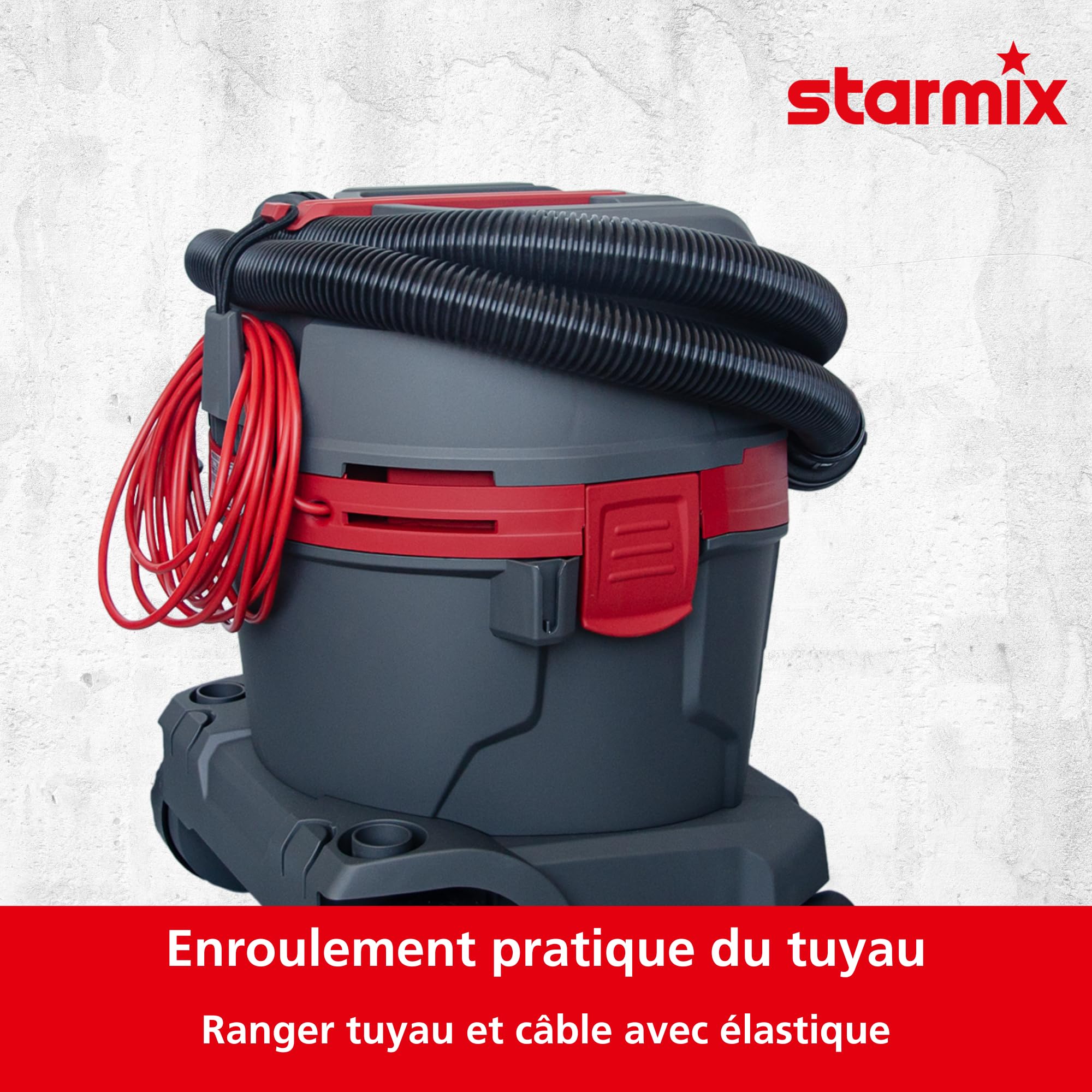 starmix eCraft PL-1422 EWR – Aspirateur Eau et poussière, Classe de poussière L, 1400 W, 22 L – avec Nettoyage du Filtre et Fonction de soufflage, Rayon d'action de 9,5 m pour Bureau, Voiture, Garage