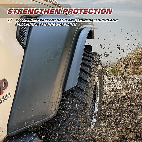 Miniatura 7 de Guardabarros delanteros y traseros compatibles con Jeep Wrangler JL y JLU Unlimited Rubicon 2018-2023, 4 piezas