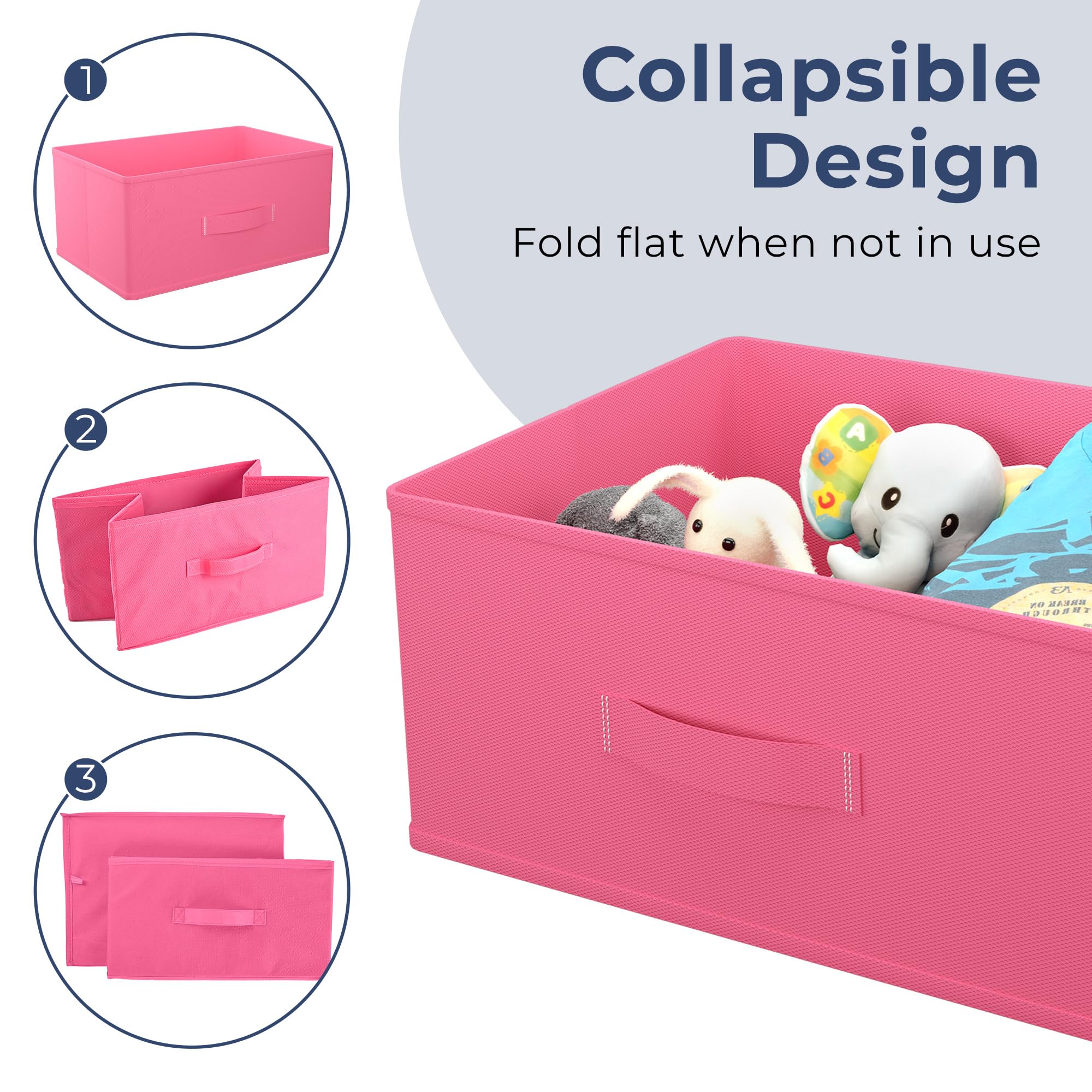 Kuber Industries Organizzatore per armadio in tessuto non tessuto, 26 litri, organizer per cassetti, organizer multiuso per vestiti, libri e giocattoli, 6 pezzi, rosa