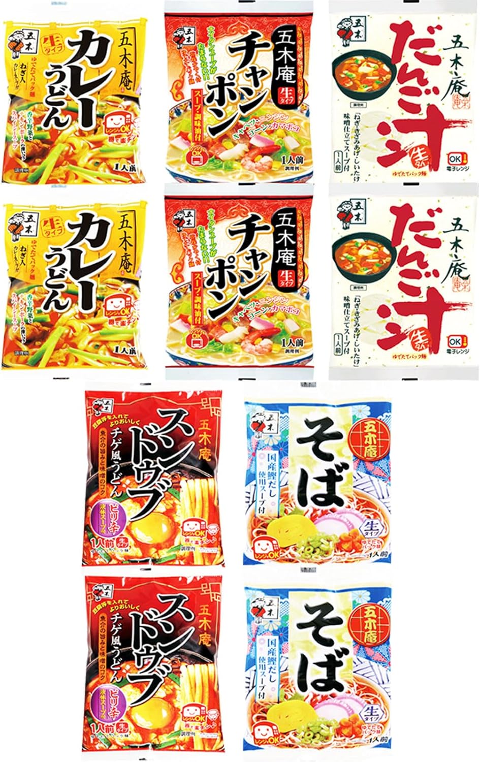 Amazon.co.jp 【Amazon.co.jp限定】五木食品 1食生タイプ即席めん5種×各3個食べ比べセット(カレーうどん/チャンポン