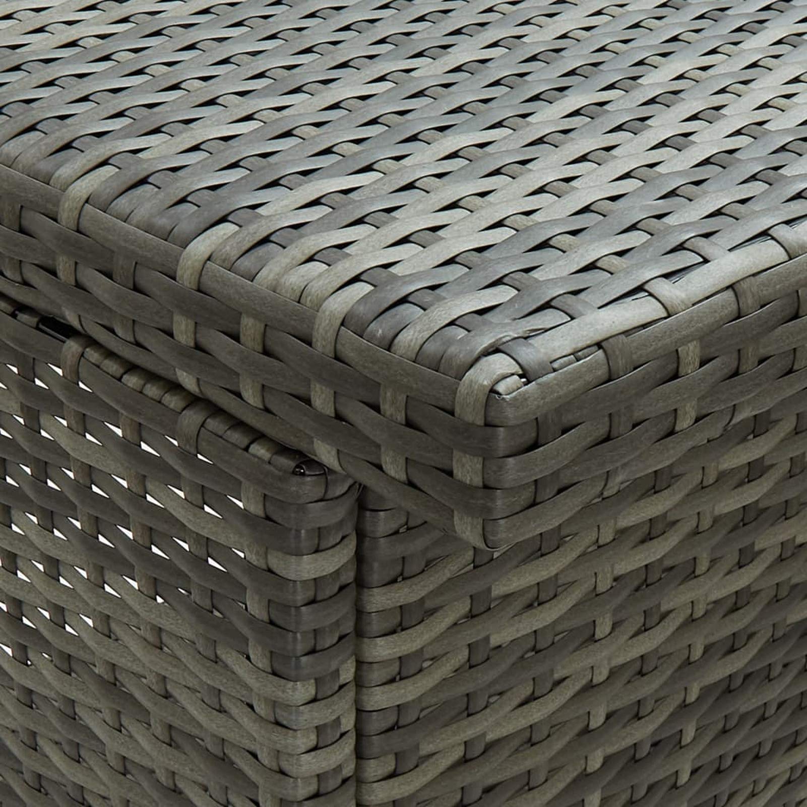 Set da Bar in Polyrattan Grigio, per Bistrot e Soggiorno Esterno, Tavolo 102x60x105 cm con 2 Sgabelli 38x38x76 cm, Struttura in Acciaio e Rattan PE, Cuscini in Poliestere Antracite, per Uso Domestico