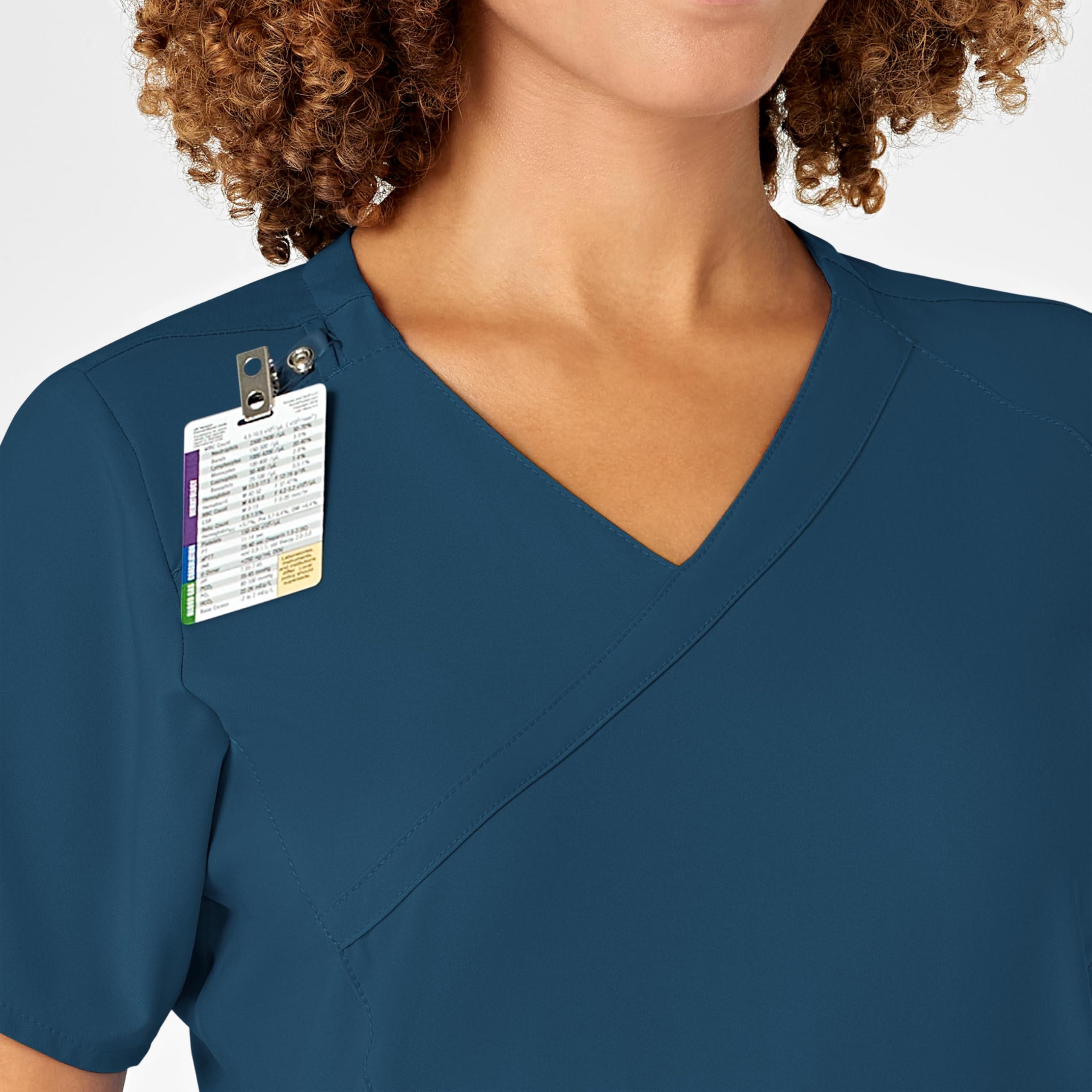 WonderWink Women's Plus-Size Women's Mock Wrap Top Shirt, Caribbean Blue, 4-XLarge
