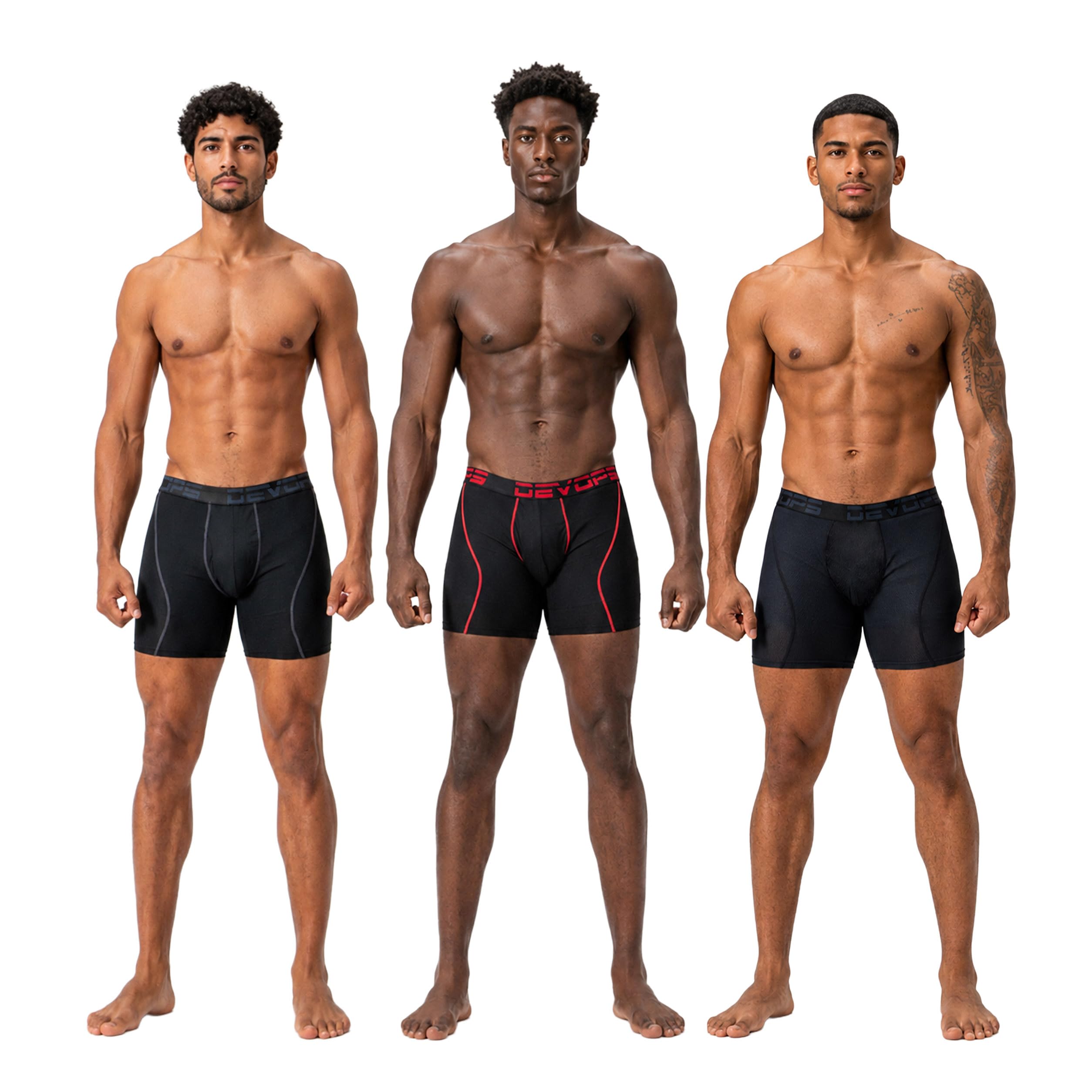 DEVOPS Calzoncillos tipo bóxer de malla para hombre, de 6 pulgadas (paquete de 3)