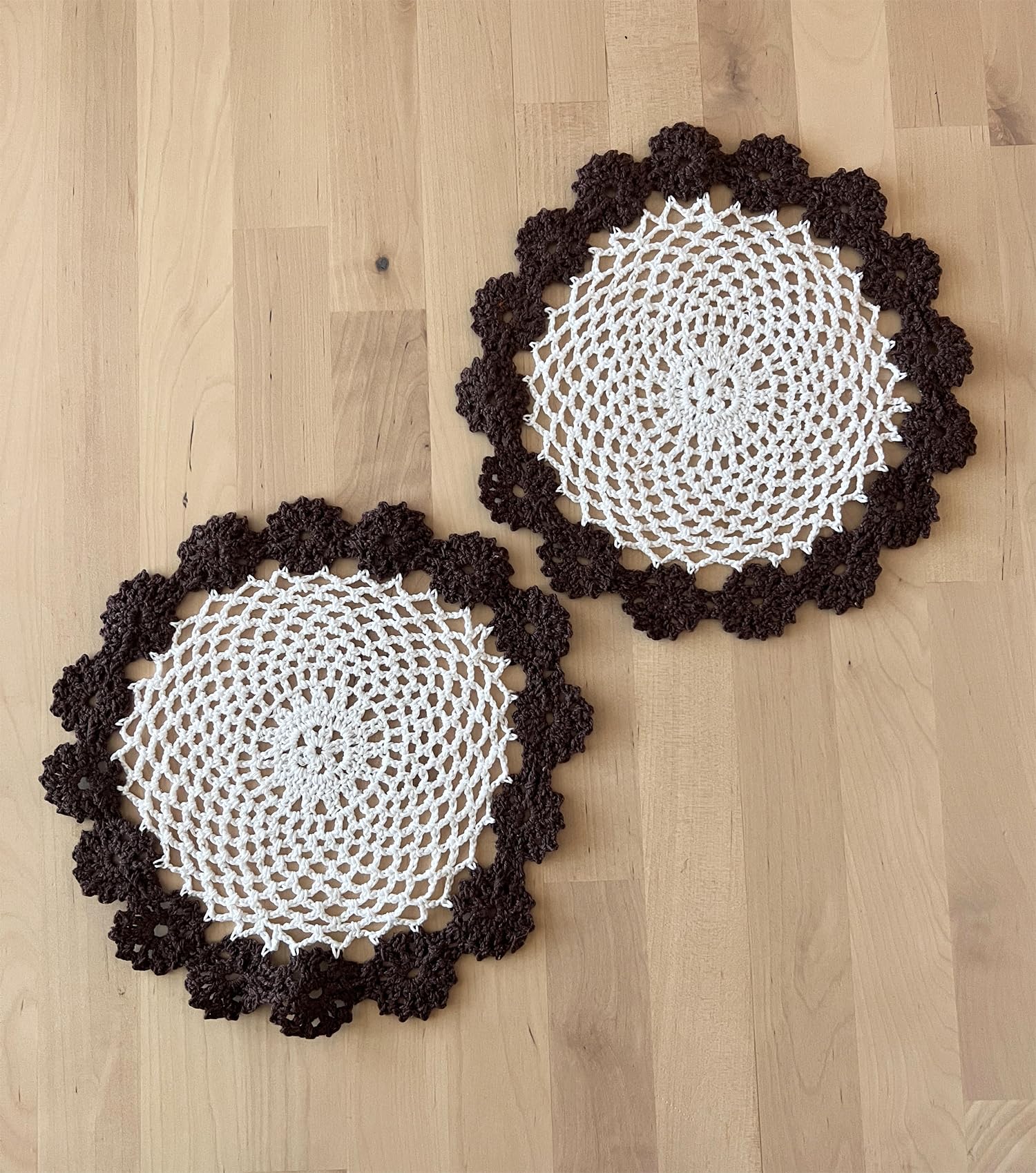 Fennco Styles Handmade Two-Tone Floral Crochet Tray Doily, 9