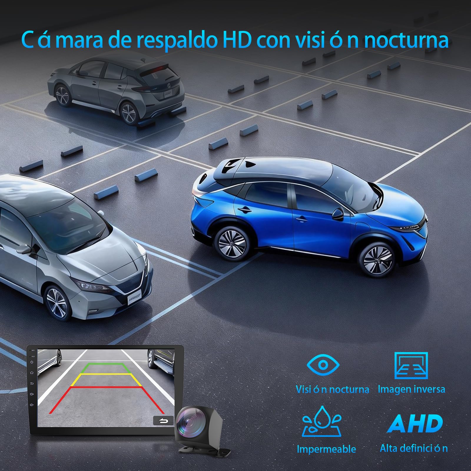 Haudio Radio para Coche 2 DIN con Apple CarPlay & Android Auto, Pantalla HD de 9 Pulgadas, Cámara de Marcha atrás HD, GPS, Control de Voz, Mirror Link, FM/Am/AUX, para Todos los Vehículos, 2+64GB