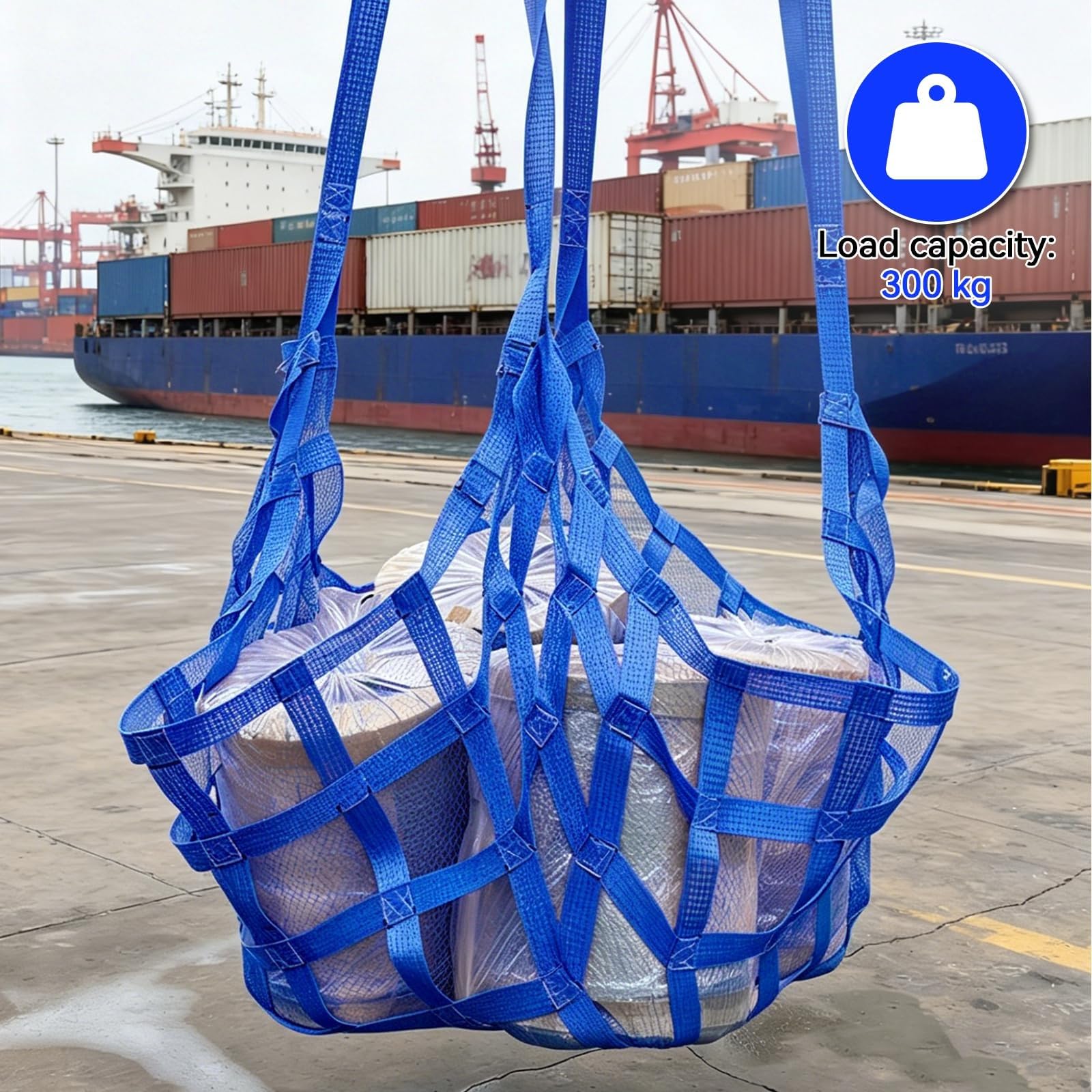 Red De Elevación De Carga, Red De Elevación De Poliéster con 4 Correas En Las Esquinas, Red De Seguridad para Movimiento(1.5 X 1.5M/Mesh 10cm/Load 2t)