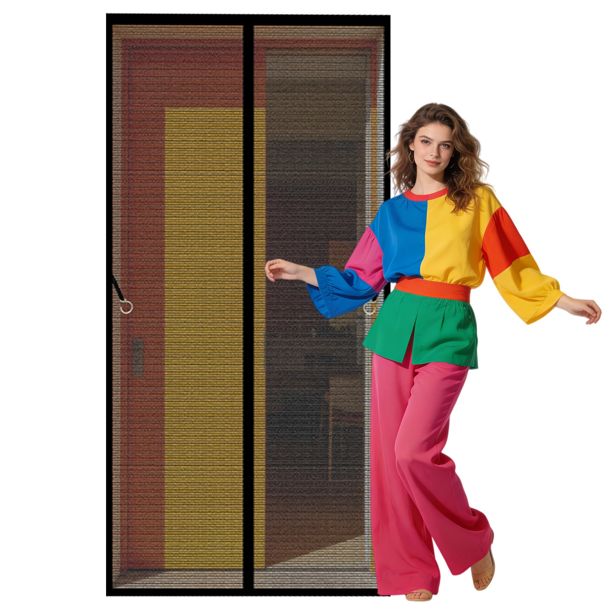 Fly Screen for Doors 121 x 197 cm Self Sealing, Hands Free Magnetic Door Curtain for Homes Easy to Install Without Drilling Suitable for Patio Room Balcony Bedroom, Black
