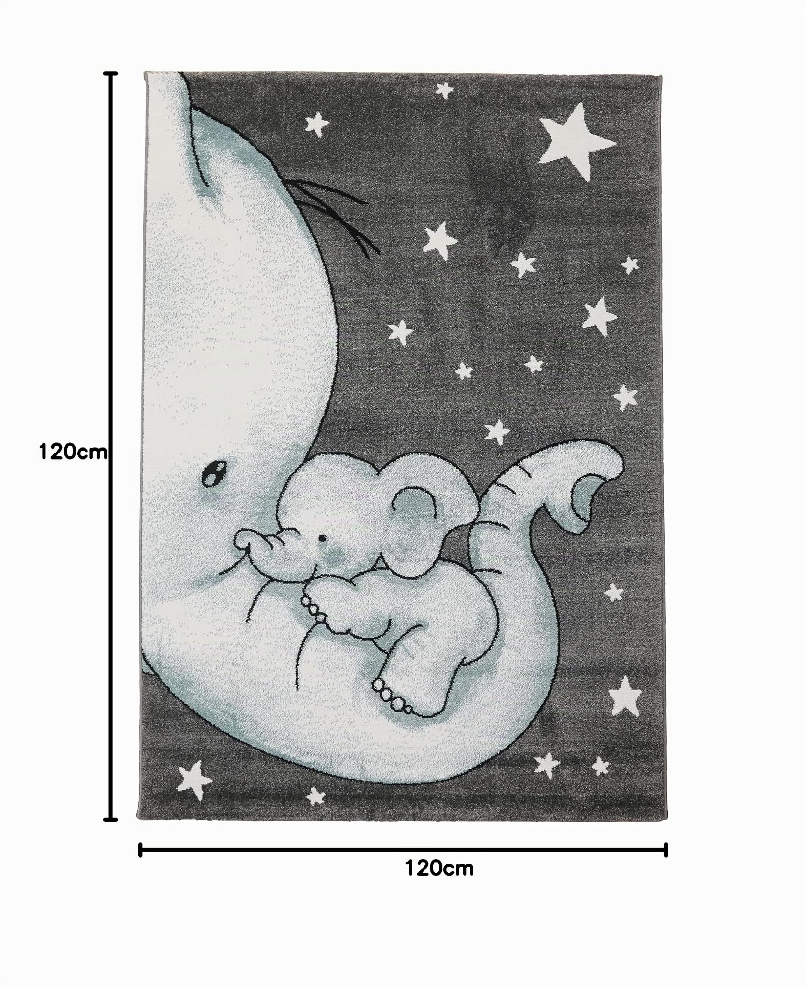 SIMPEX tappeto rotondo bambini elefante blu 120 cm motivo tenero tappeto morbido ipoallergenico ideale per neonati e bambini piccoli