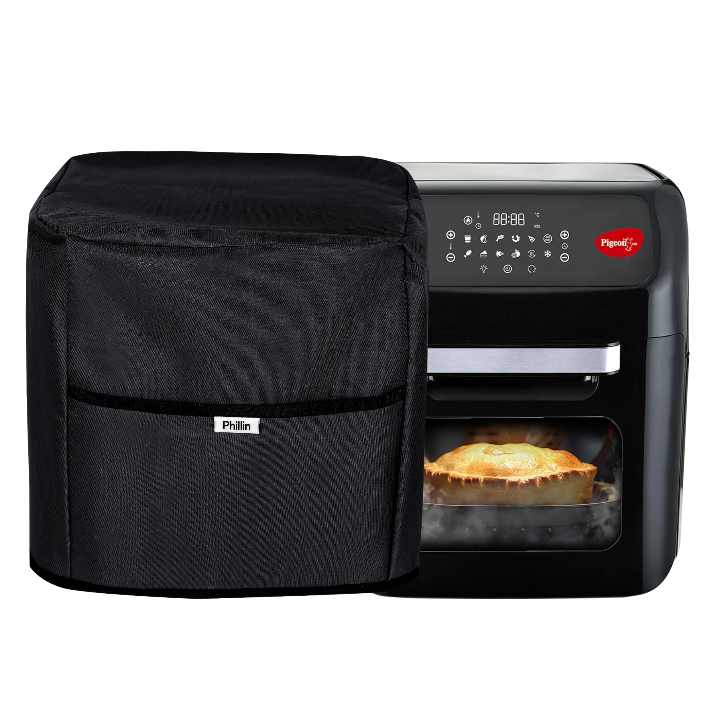Phillin Air Fryer Sleeve with Storage Pocket Waterproof Dust Cover Compatible Model with Pigeon 12 Liter Air Oven 36x36x37 (Black)-image-32