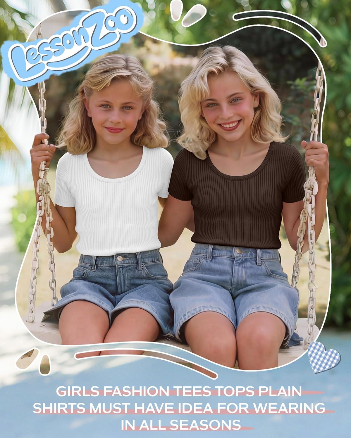 3 Pack Girls Short Sleeve Shirts Ribbed Knit Scoop Neck T-Shirts Kids Solid Tops Slim Fit Casual Tees 5-14 Years - Image 4