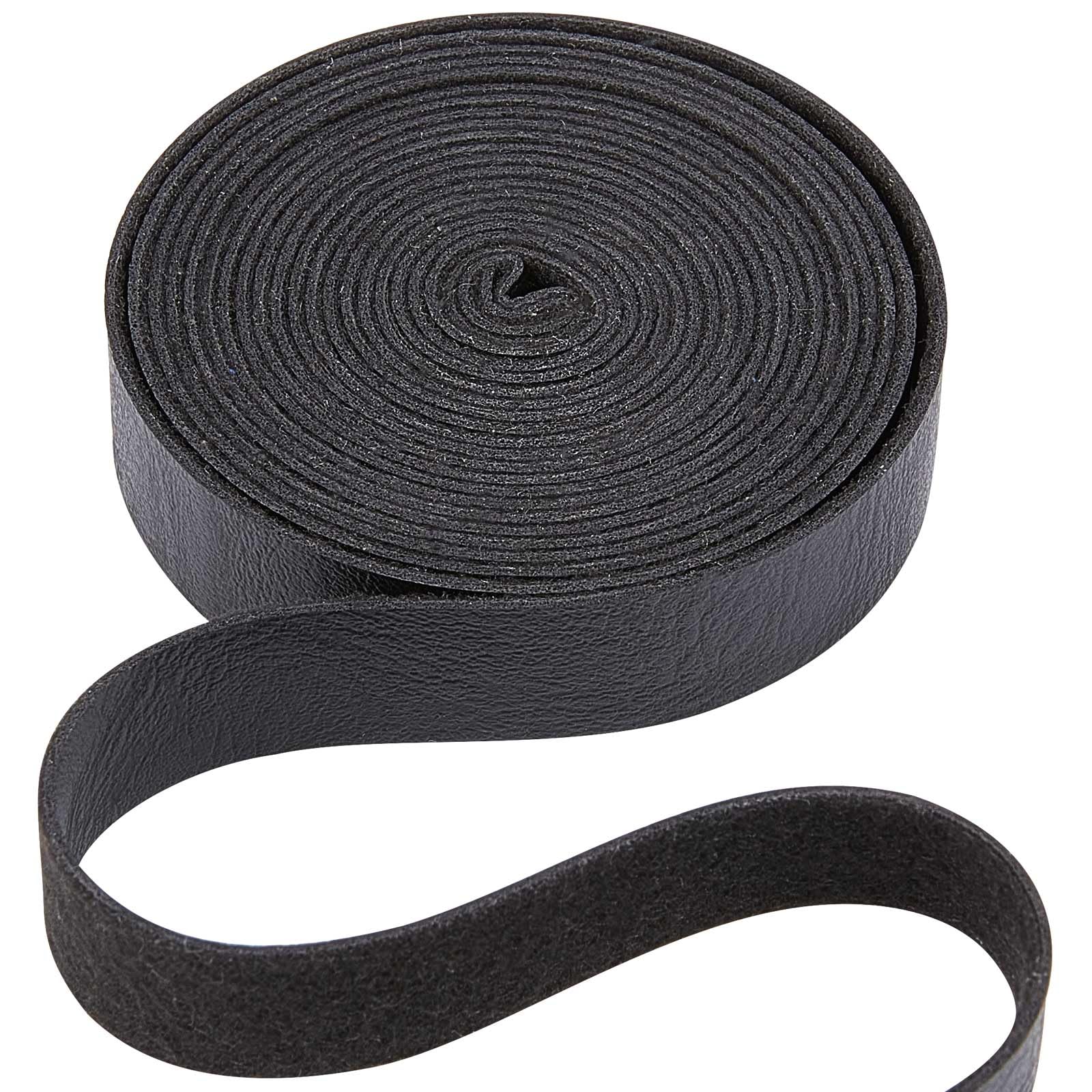 GORGECRAFT 1/2" Wide Faux Grain Buffalo Black Leather Strip 79" Long Leather Stripper 1.2mm Thick Matte Single Sided Leather Flat Faux Cord for Belts Wrapping Hanging Garment Making Lacing
