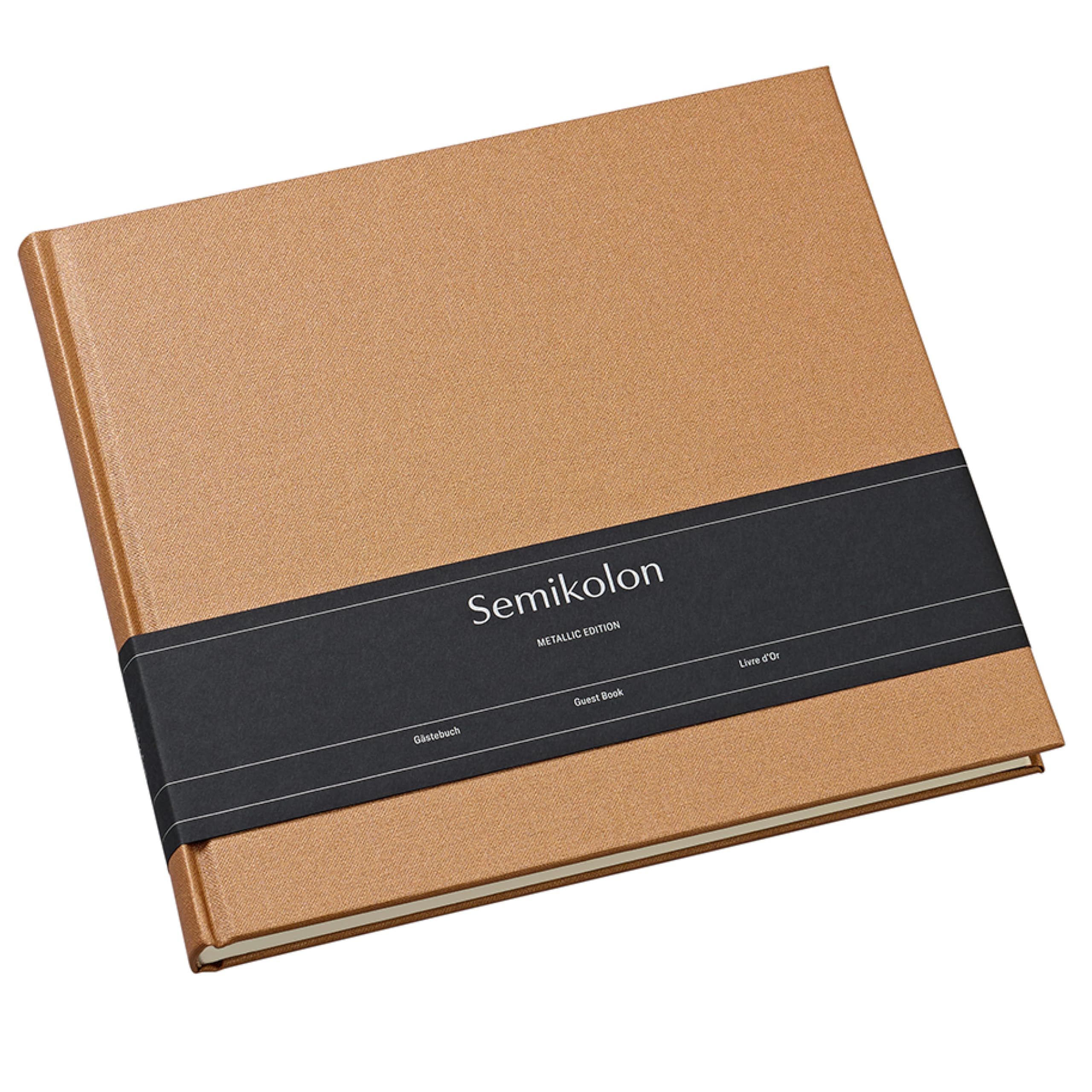 Semikolon 600088 Gästebuch - 25 x 23 cm - mit 180 blanko Seiten zum Selbstgestalten, Lesezeichen - Metallic Edition Urban Bronze
