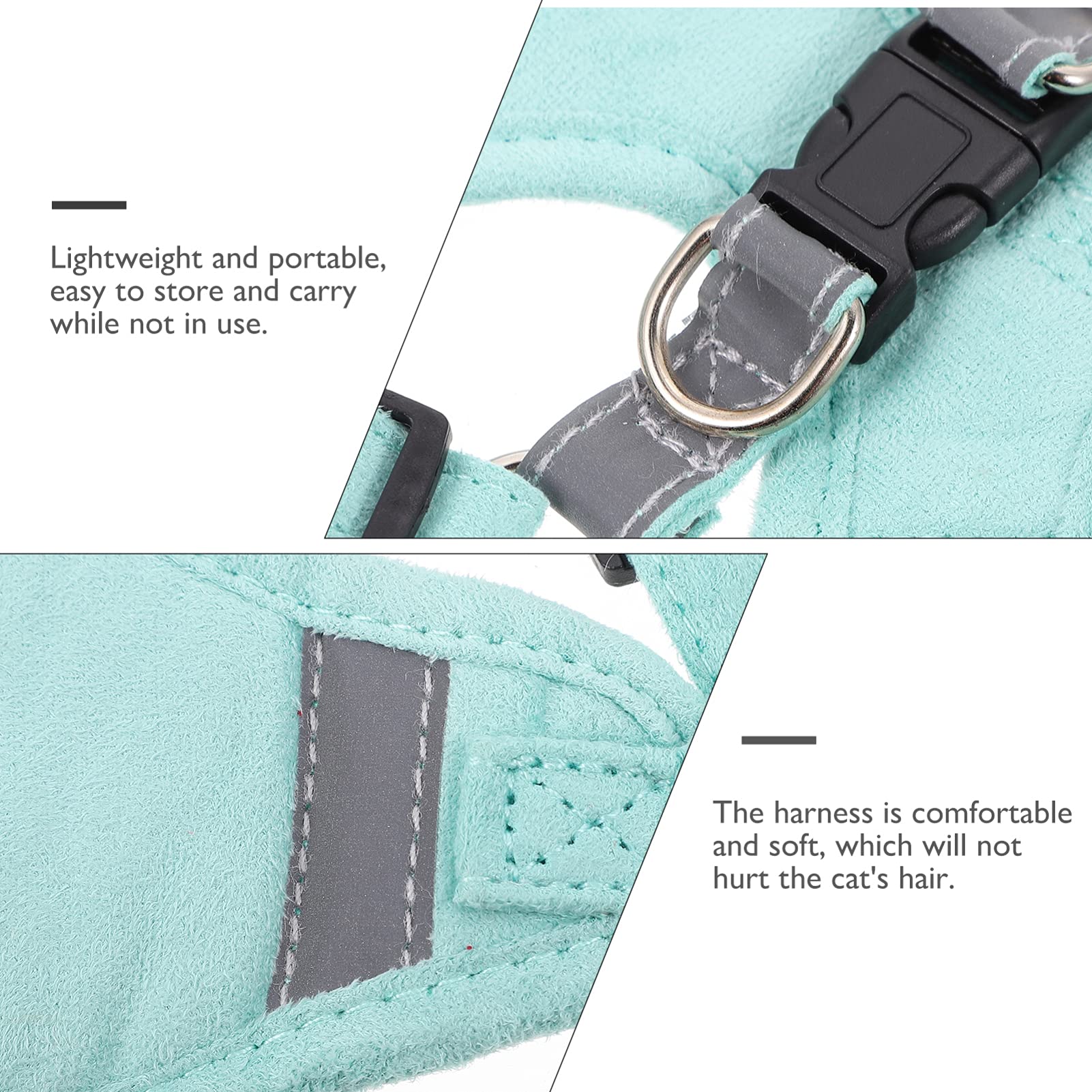 balacoo Reflective Traction Rope Cat Harness Leash Set Outdoor Walking Harness Collar Kitten Vest