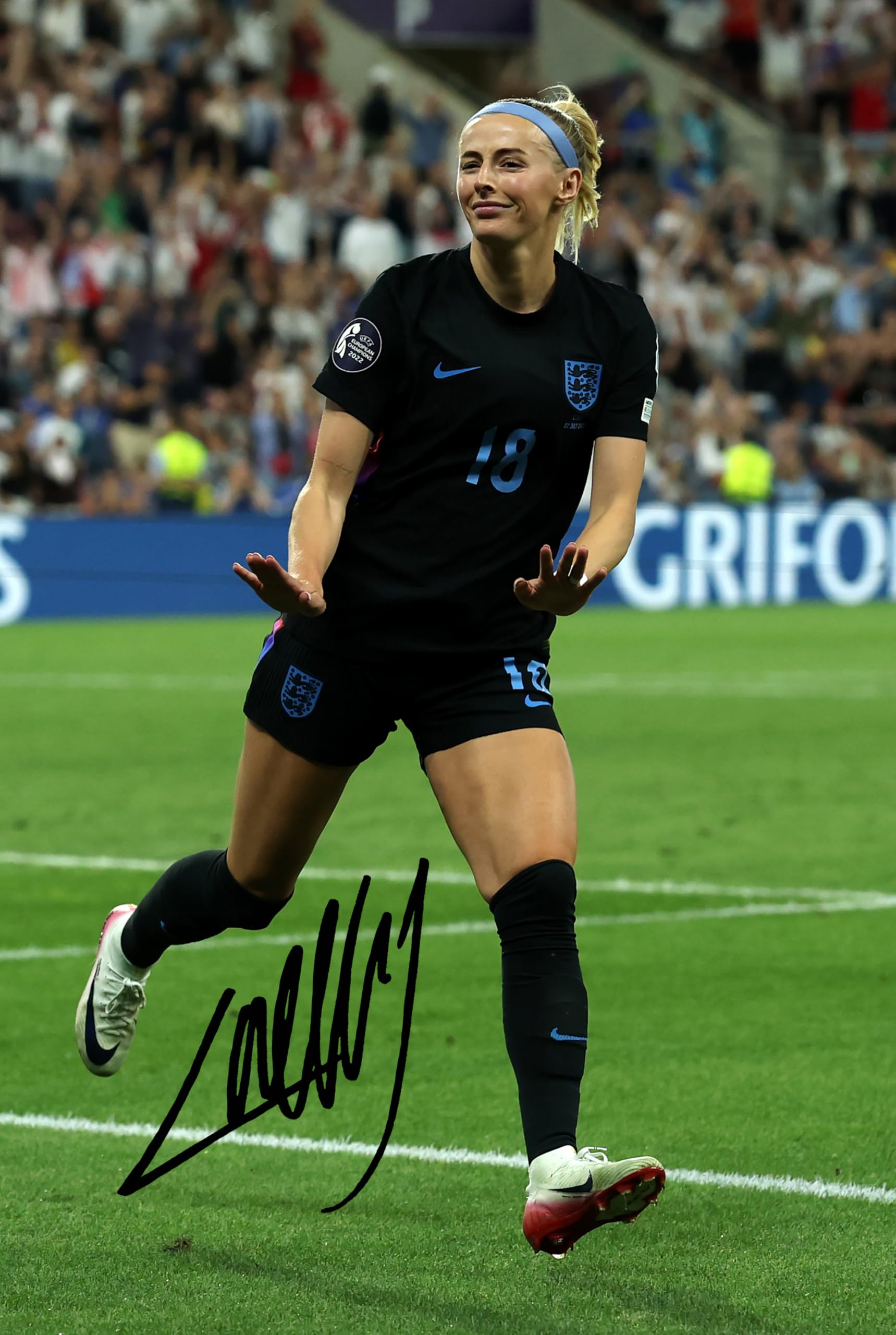 Chloe Kelly - England Lionesses - Euro 2025 Football Signed 12x8 Inch Montage Photo With Print Pre-Printed Signature That Would Make A Great Autograph Fan Gift