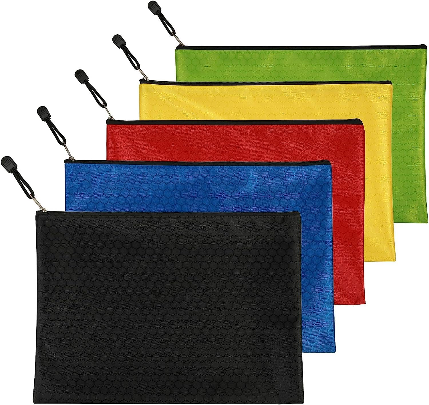 JNYYGSALL 10Pcs A4 File Bag, Canvas File Bag, Waterproof And Wear-Resistant, Zipper File Storage Bag, Suitable For School, Office, File, Paper, Stationery, Cosmetic Storage (5 Colors)