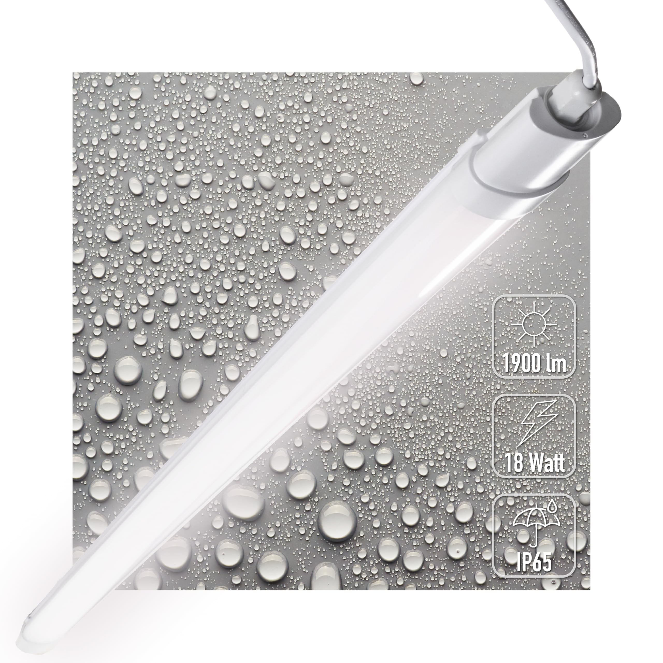 Proventa LED Feuchtraumleuchte Unterbauleuchte 18W 1900 Lumen 4000K neutralweiß IP65 120cm - 1-Pack (1)