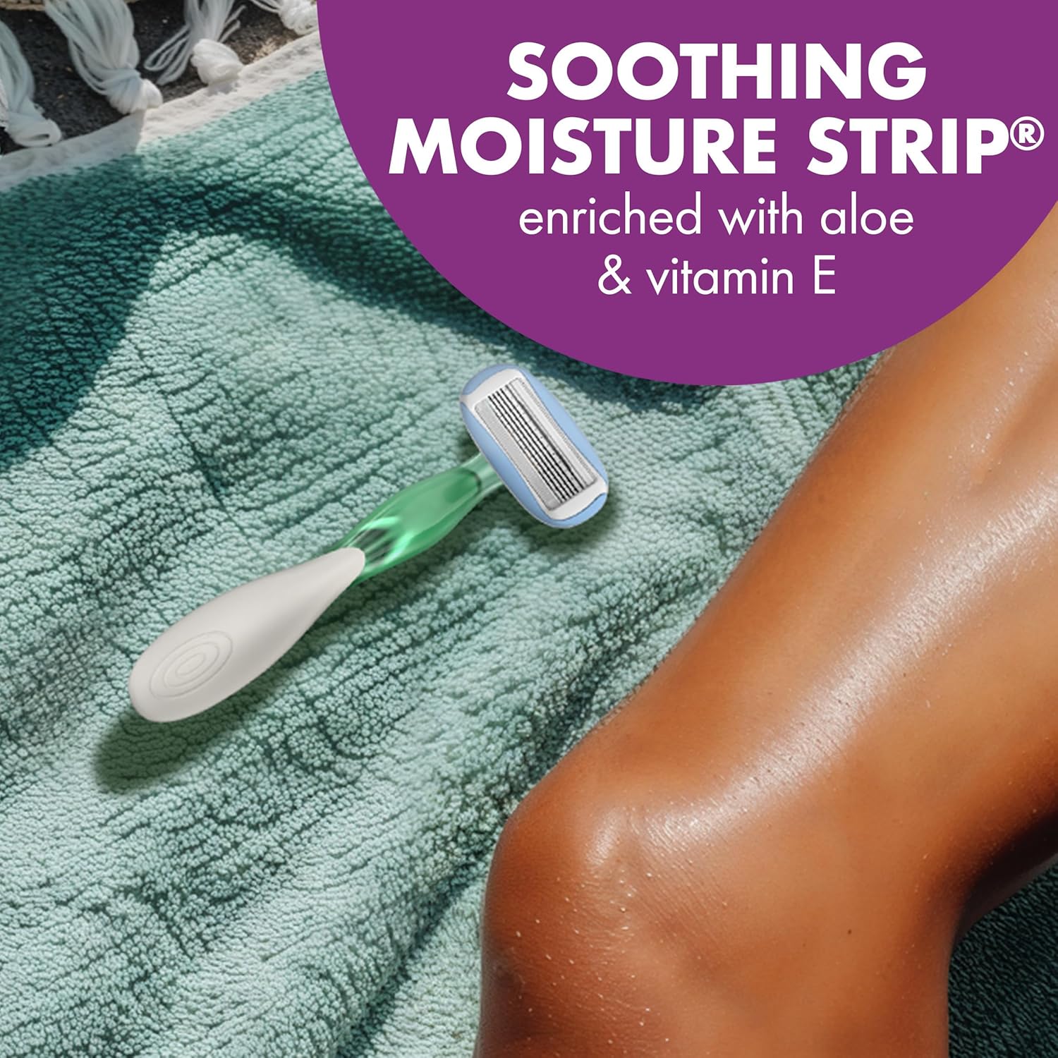 BIC Soleil 5 Sensitive Women's Disposable 5 Blade Razors, 360 Degree Moisture Strips, Anti-Slip Grip, 10-Pack