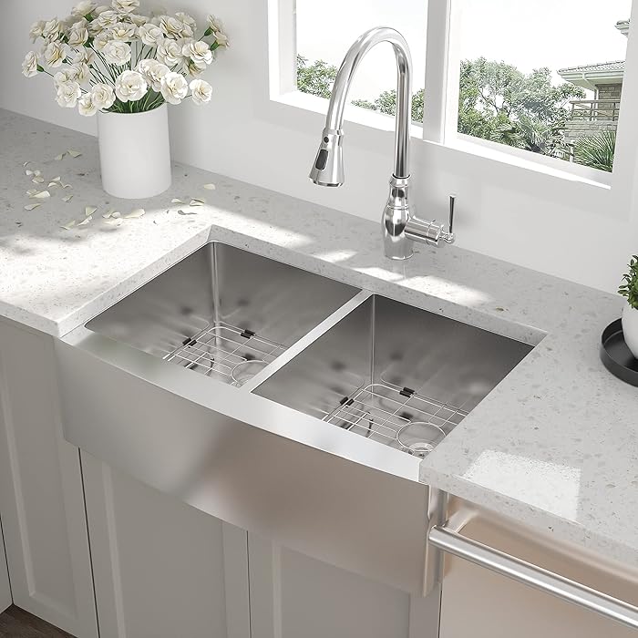 Buy 33 Inch Farmhouse Sink Beslend 33”x21”x10” 16 Gauge Stainless