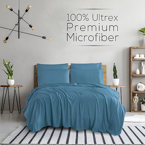 Vista 53 de Mueller Serie 1800 - Juego de sábanas ultrasuaves de 6 piezas, esquinas profundas de hasta 16 pulgadas, transpirables, hipoalergénicas, Verde