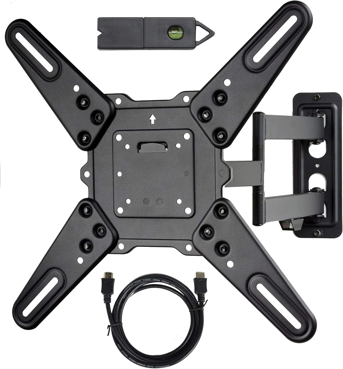 VideoSecu ML531BE2 TV Wall Mount kit with Free Magnetic Stud Finder and HDMI Cable for Most 26-55 TV and New LED UHD TV up to 60 inch 400x400 Full Motion with 20 inch Articulating Arm WT8