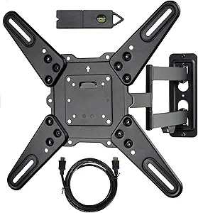 VideoSecu ML531BE2 TV Wall Mount kit with Free Magnetic Stud Finder and HDMI Cable for Most 26-55 TV and New LED UHD TV up to 60 inch 400x400 Full Motion with 20 inch Articulating Arm WT8