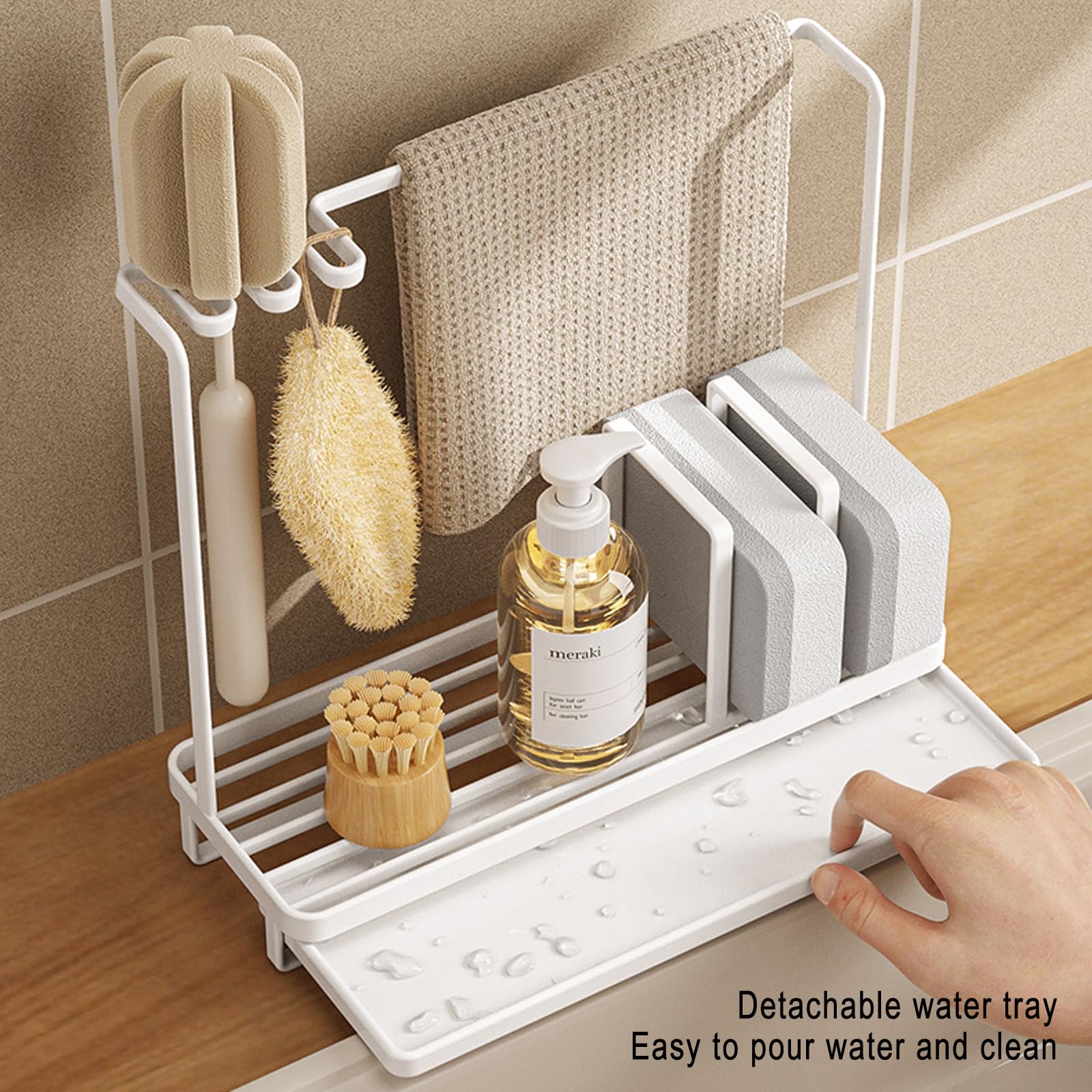 Organizzatore per lavello da cucina, contenitore per spugna per la pulizia dei piatti, per organizzare sotto il lavandino, soluzione per riporre oggetti in cucina, dimensioni: 25 x 9 x 22 cm