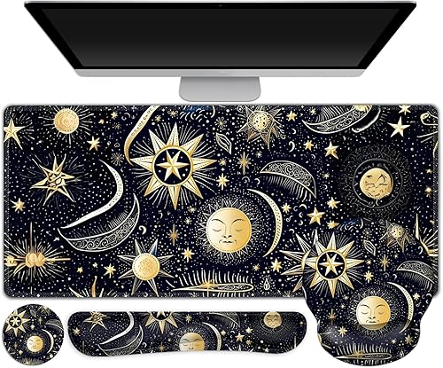 Miniatura 18 de Alfombrilla de mouse para juegos, alfombrilla de escritorio grande, bonito protector de escritorio, alfombrilla de mouse 4 en 1 XXL + reposamuñecas