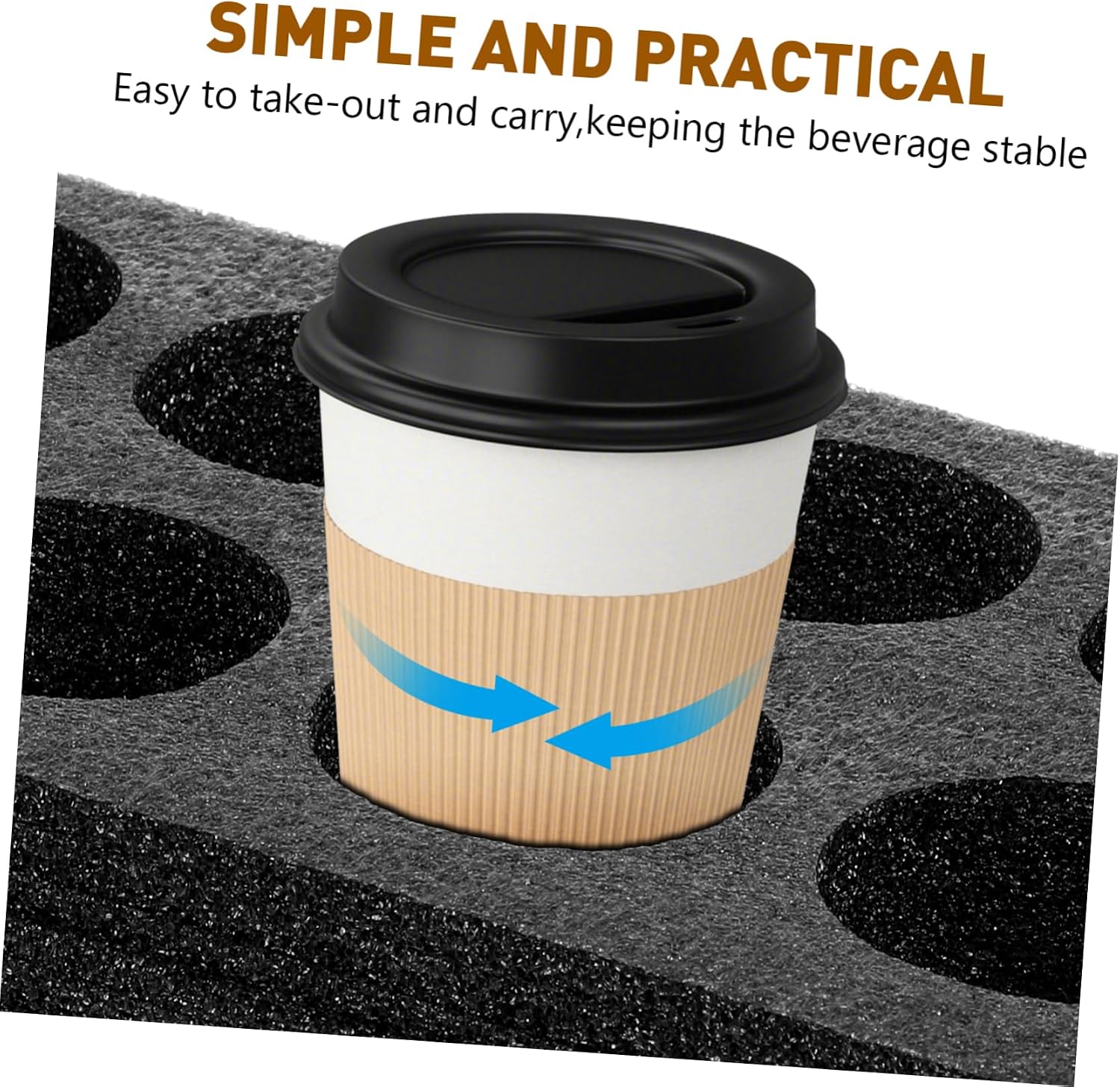 Happyyami Black Pearl Cotton Beverage Cup Holder for Takeout Packing Drink Carrier for Coffee Milk Tea Hot and Cold Beverages for Office School Picnic Restaurant Use