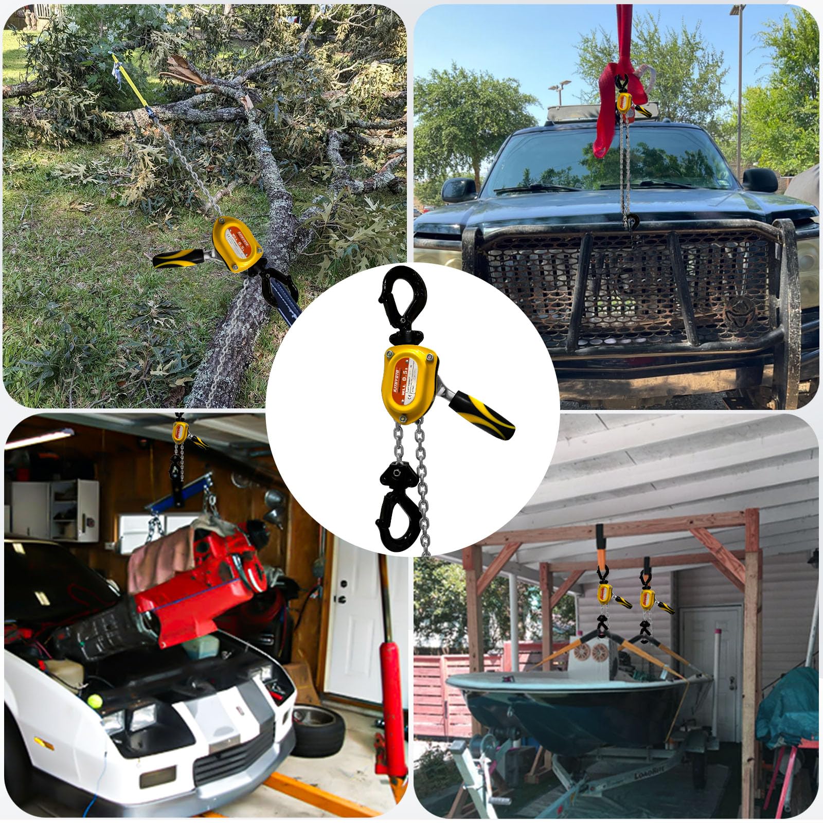 Mini paranco a catena da 1/2 tonnellata, con leva manuale, 3,5 m di sollevamento e capacità di 500 kg, con gancio di sicurezza, verricello portatile, resistente, con cricchetto G80, paranco a