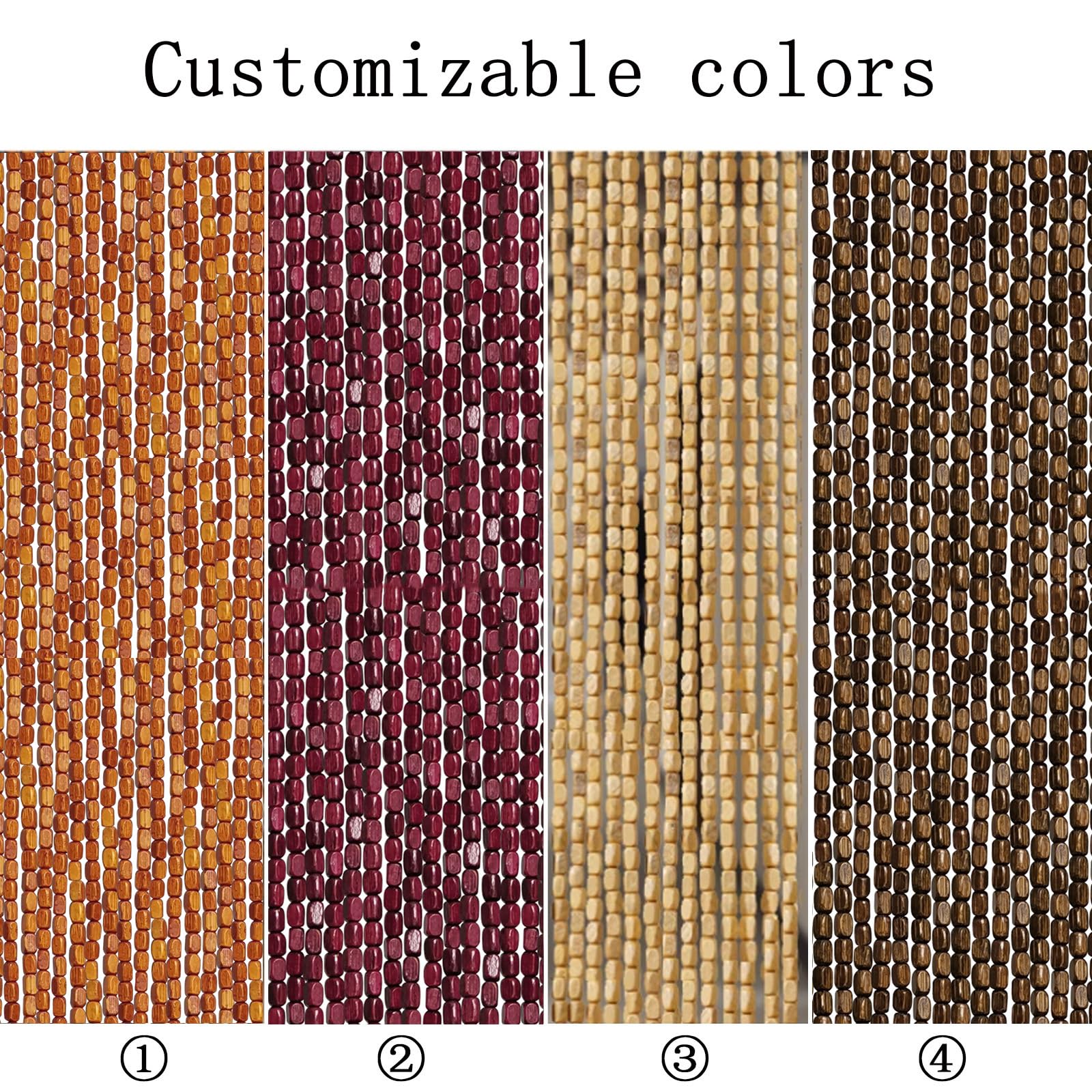 Rideau de Porte Perle de Bambou Naturel,Rideaux De Perles Bois Suspendus Décoration,Séparateur de Pièce,Pare-Vue,pour Chambre Salon Couloirs Porch (50cm x 100cm(51 Stränge))